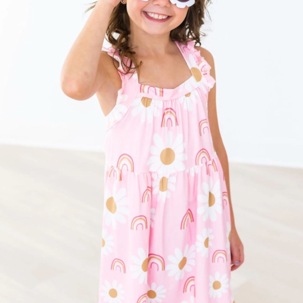 NWT Girls Mila & Rose YOU ARE MY SUNSHINE RUFFLE CROSS BACK DRESS size 9/10